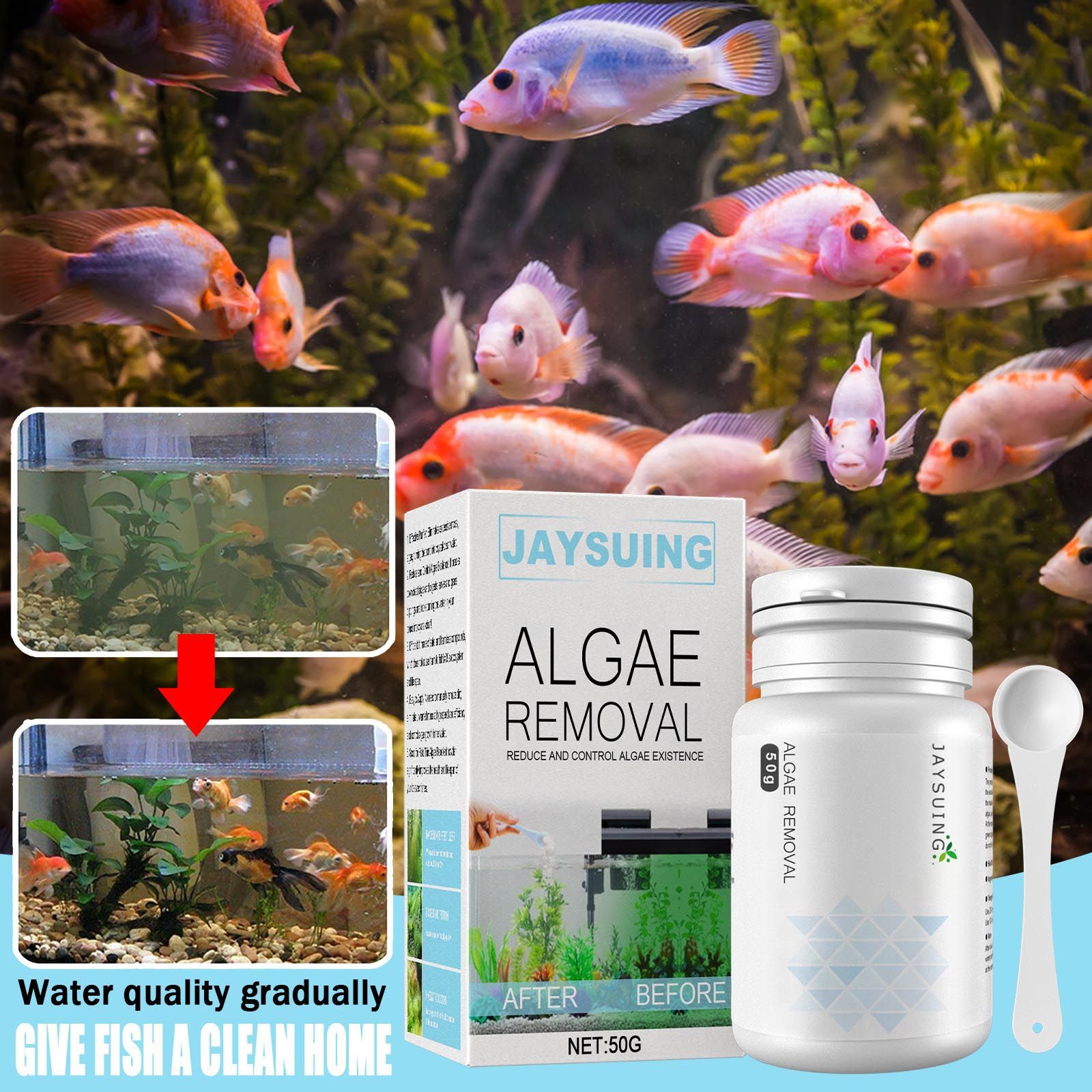 Aquarium Algae Remover Powder, - đánh giá và giá Aquarium Moss